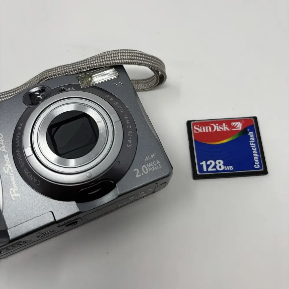 Canon PowerShot A40 2MP Digital Camera Vintage Not Working + 128 MB Sandisk Card